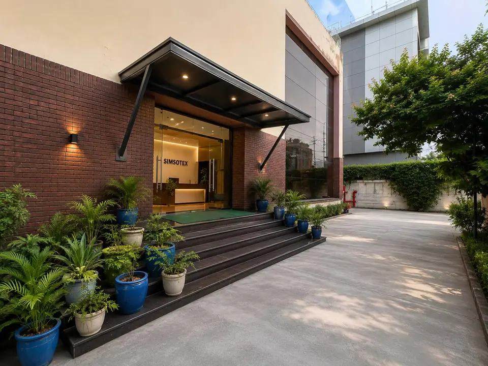 Landscaped entrance of the Simsotex facility
