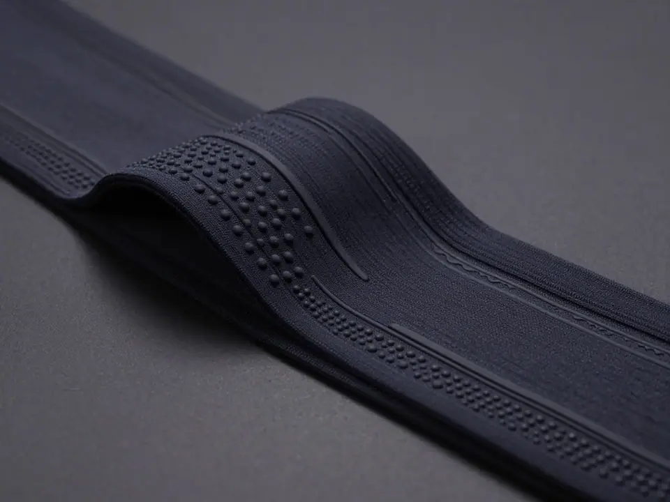 Silicone grip dots and bars printed inside an elastic waistband