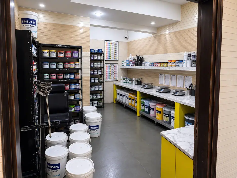 Colour kitchen where inks are weighed and matched
